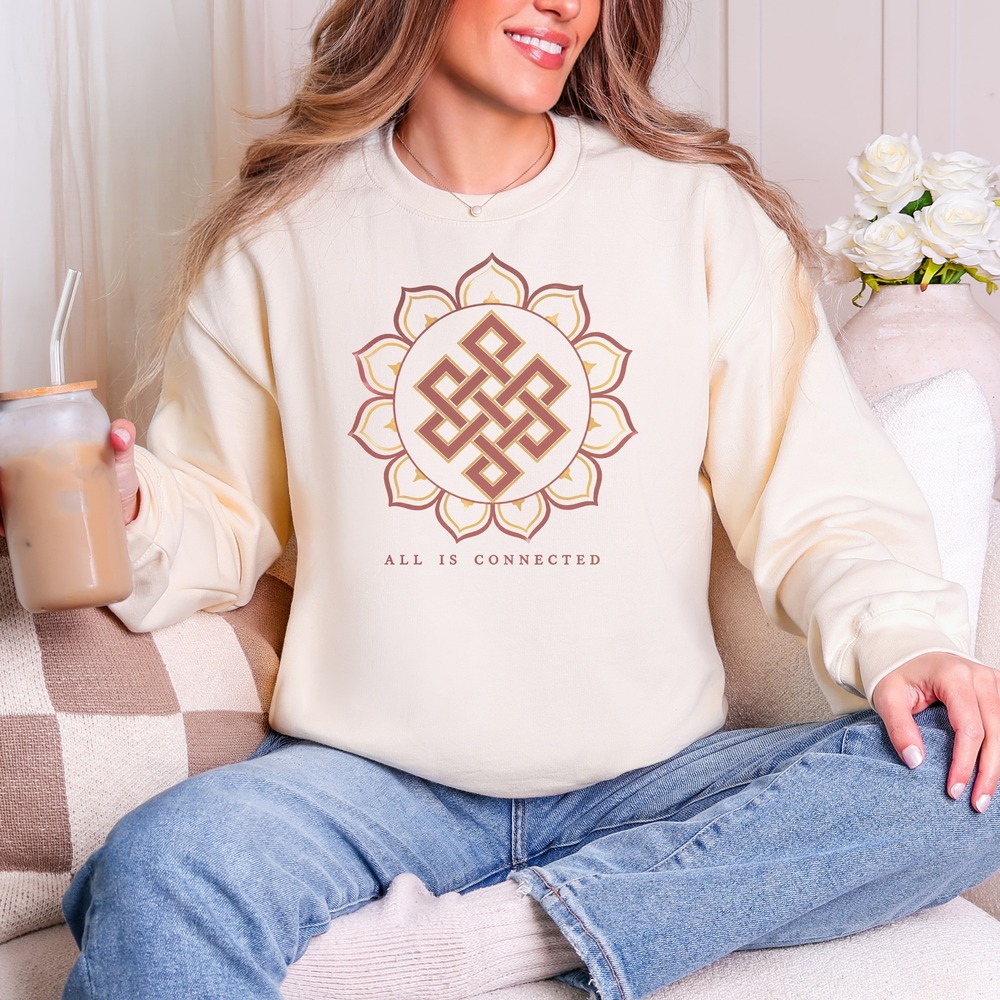 All Is Connected Endless Knot Lotus Mandala Sweatshirt